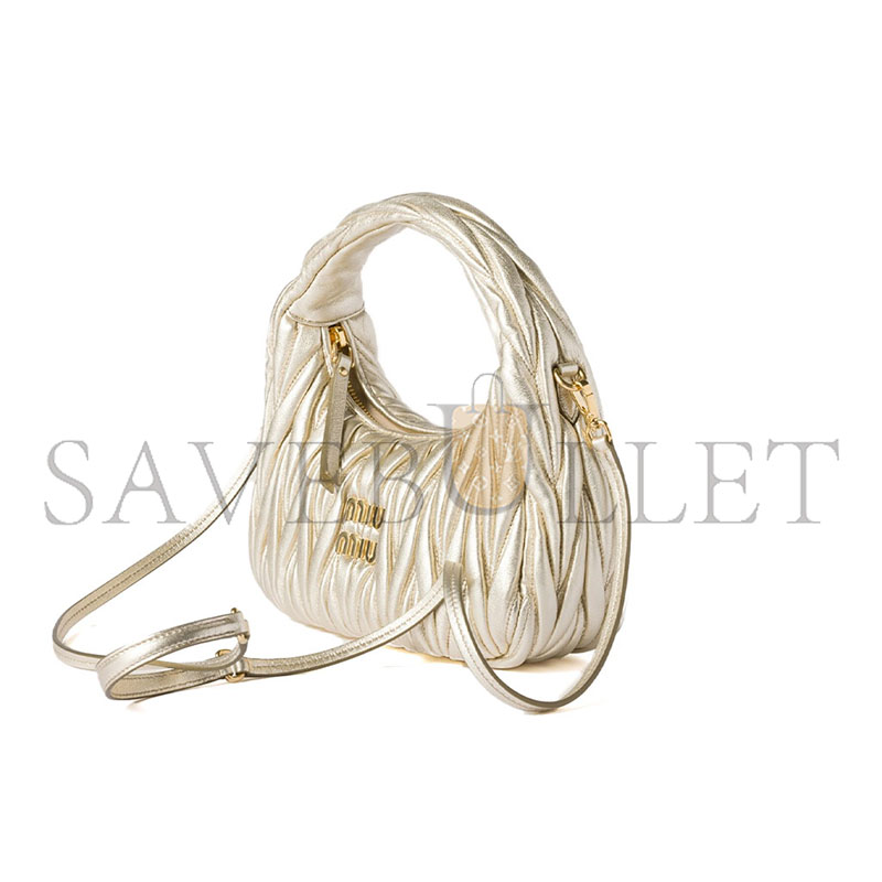 MIU MIU WANDER MATELASSÉ NAPPA LEATHER HOBO BAG 5BC125 (20*17*6cm)